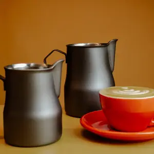 Pitcher Para Arte Latte Acero Negra