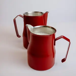 Pitcher Para Arte Latte Acero Roja